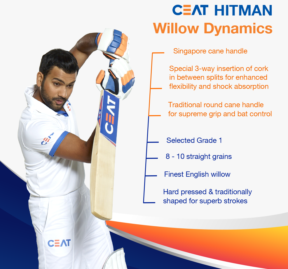 CEAT Hitman Rohit Sharma Player Edition English Willow Cricket Bat - Long Blade_67905ea95d154.png